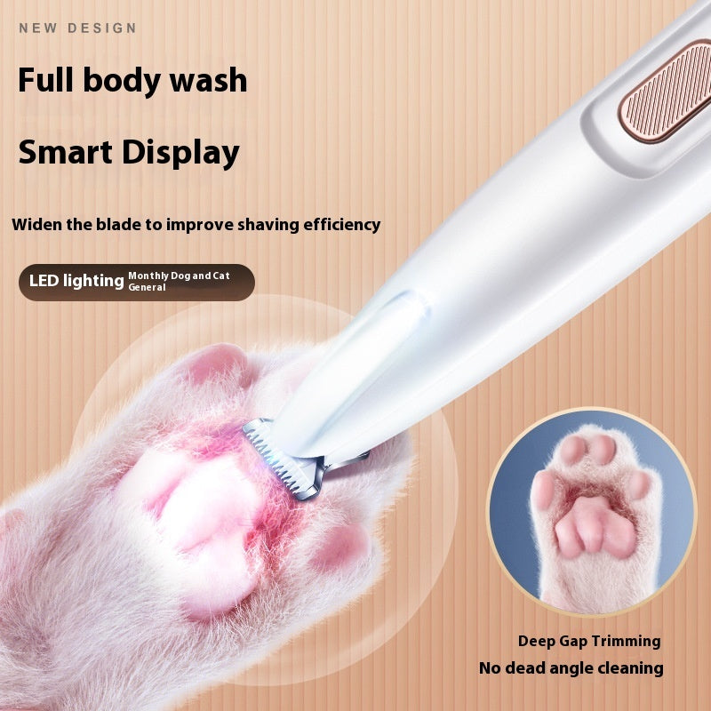 LED Waterproof Dog Paw Trimmer Pet Grooming Clipper Widen Blade