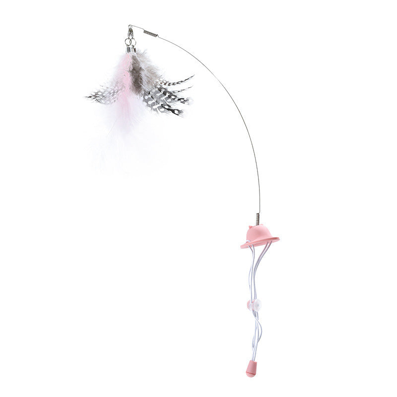 Head-Mounted Cat Teaser Interactive Pet Toy Feather Wand Fun