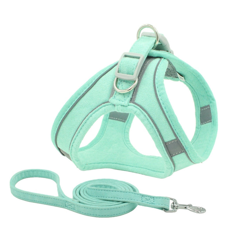 Suede Reflective Dog Chest Harness Vest Adjustable Pet Walking Safety Gear