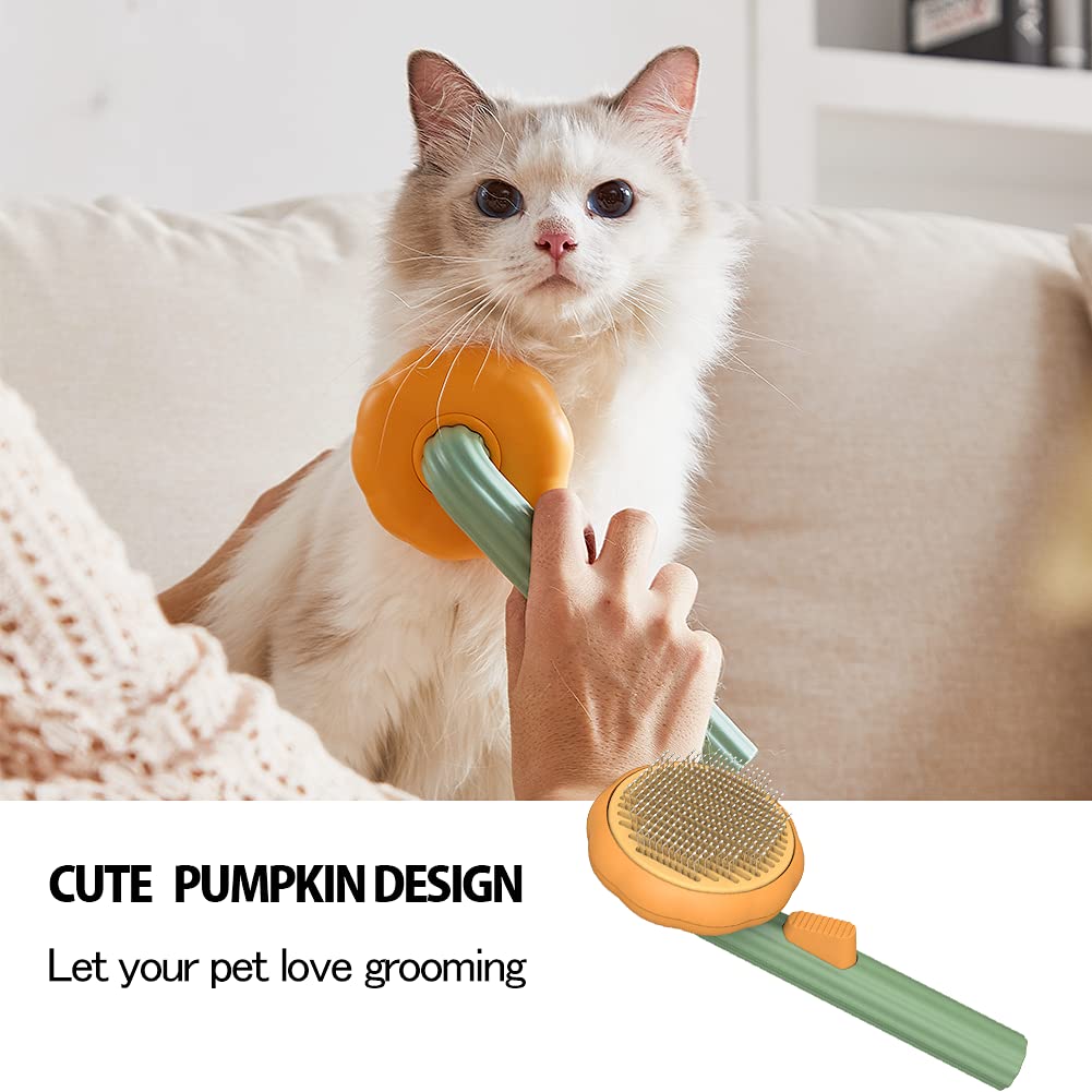 Pet Pumpkin Self Cleaning Slicker Brush Dog Cat Grooming Tool