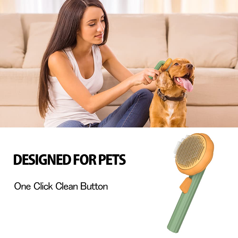 Pet Pumpkin Self Cleaning Slicker Brush Dog Cat Grooming Tool