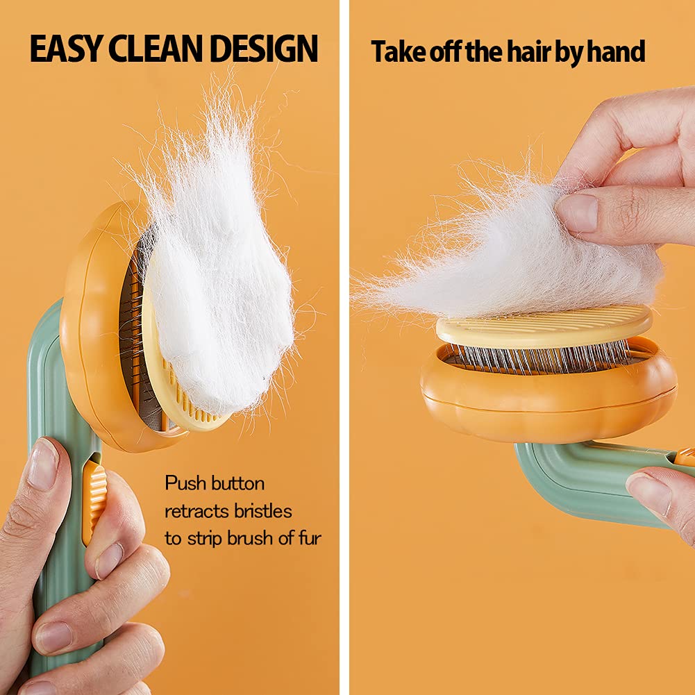 Pet Pumpkin Self Cleaning Slicker Brush Dog Cat Grooming Tool