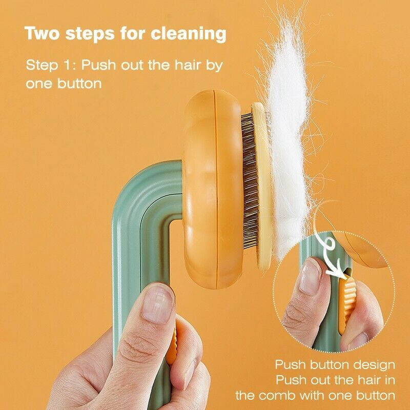 Pet Pumpkin Self Cleaning Slicker Brush Dog Cat Grooming Tool