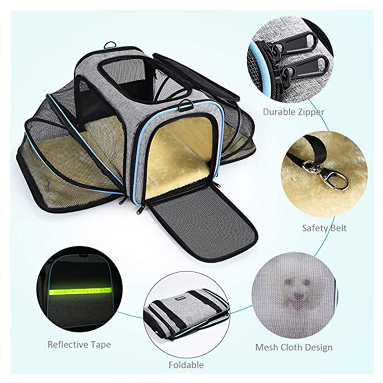 Airline Approved Expandable Foldable Pet Carrier Cat Dog Travel Bag