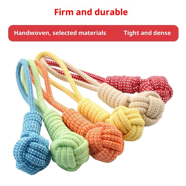 Cotton Rope Dog Chew Toy Tug Pull Grinding Teeth Cleaner Toy