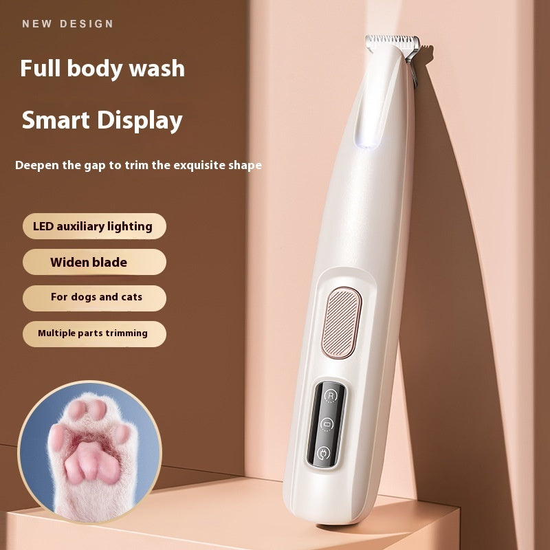 LED Waterproof Dog Paw Trimmer Pet Grooming Clipper Widen Blade