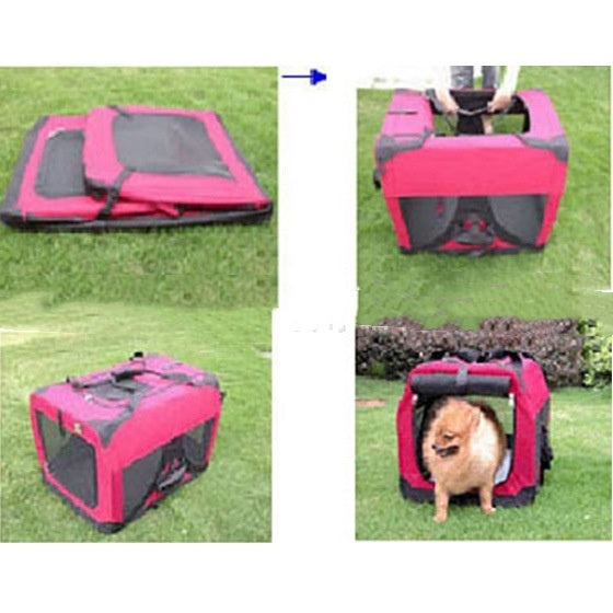 Foldable Outdoor Dog Cage Backpack Portable Pet Travel Carrier Bag