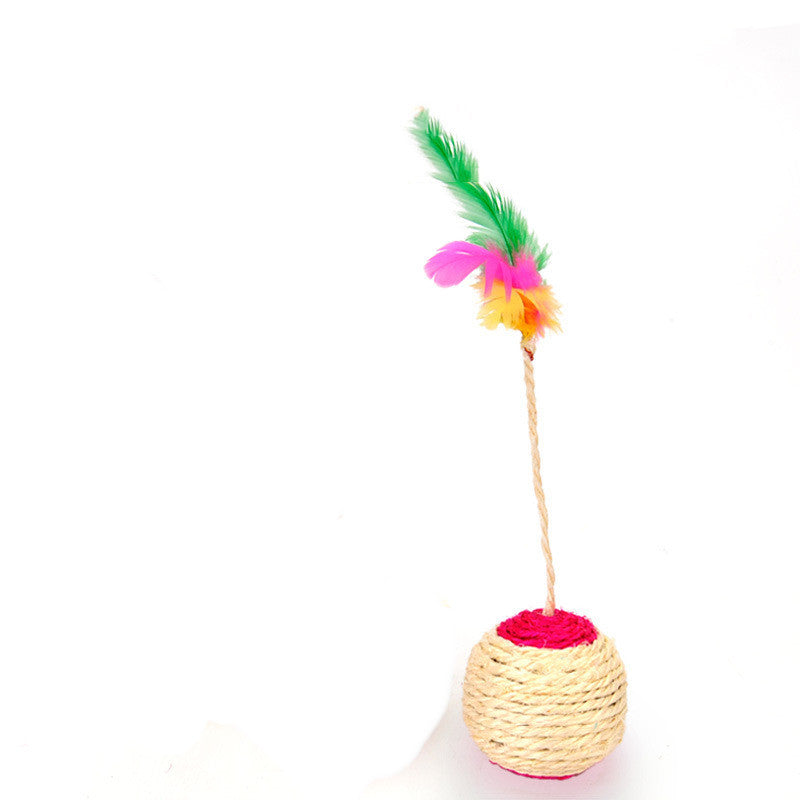 Sisal Cat Shuttlecock Interactive Feather Cat Toy Hunting Play Ball