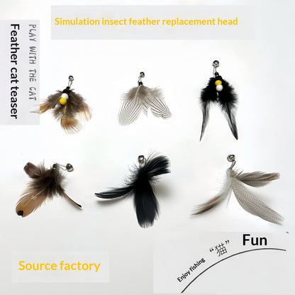 Feather Bell Cat Toy Replacement Head Interactive Hunting Play Teaser