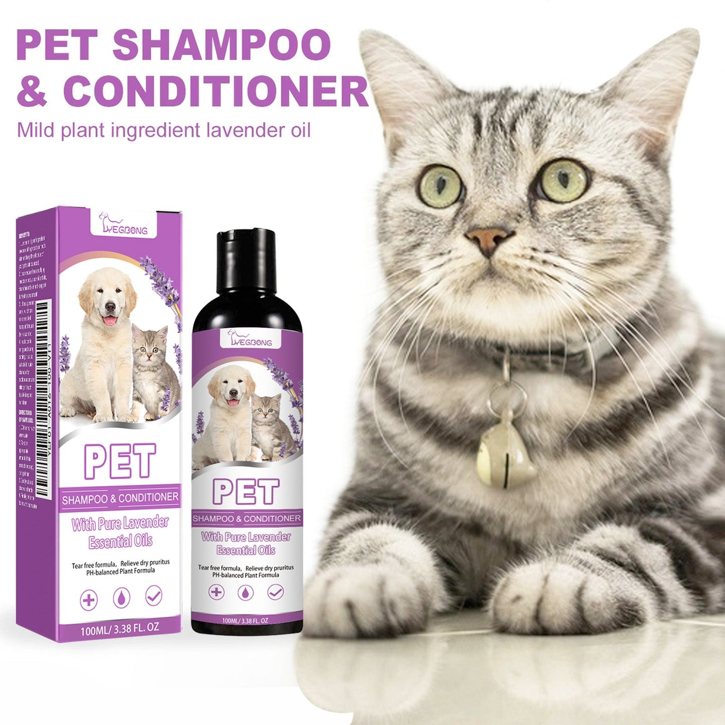 Pet Shampoo Anti Itch Smooth Coat Non Knotting Dog Cat Wash
