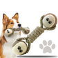 Dog Chew Toy Cotton Rope Tennis Dumbbell Rubber Ball Interactive Toy