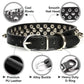 Spiked Black Adjustable Dog Collar Soft Padded Leather Punk Style