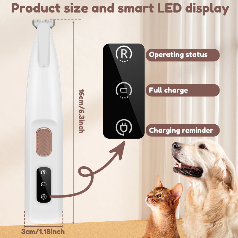 LED Waterproof Dog Paw Trimmer Pet Grooming Clipper Widen Blade