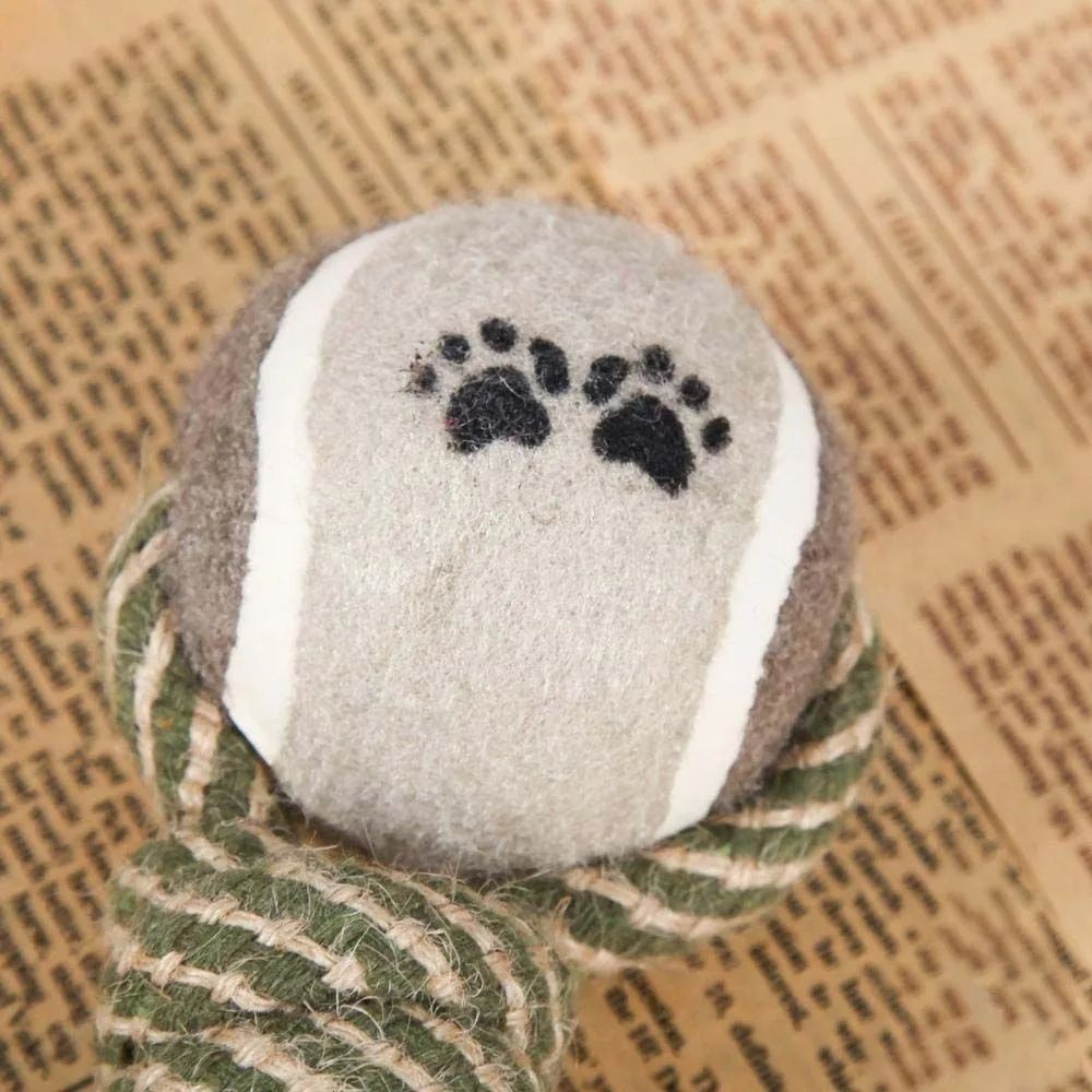 Dog Chew Toy Cotton Rope Tennis Dumbbell Rubber Ball Interactive Toy