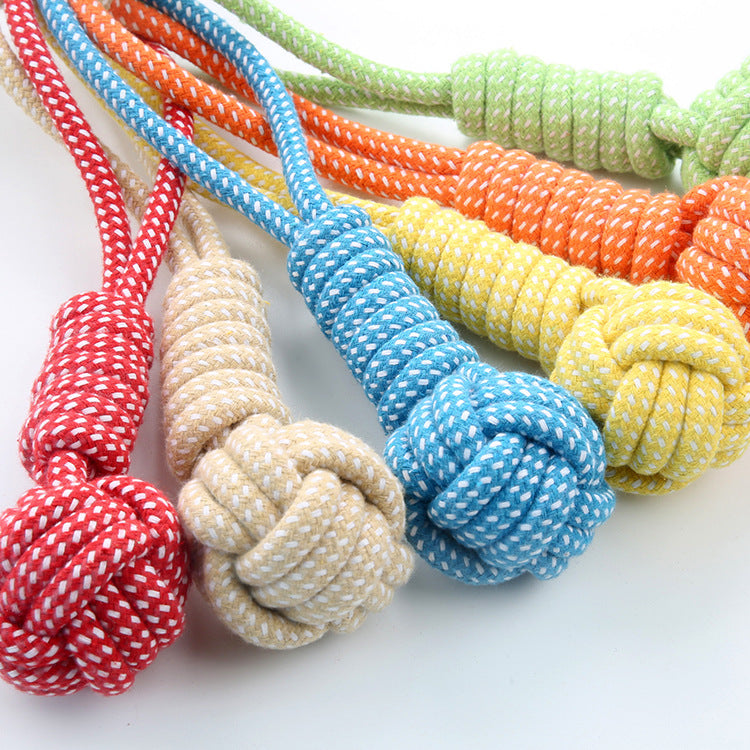 Cotton Rope Dog Chew Toy Tug Pull Grinding Teeth Cleaner Toy