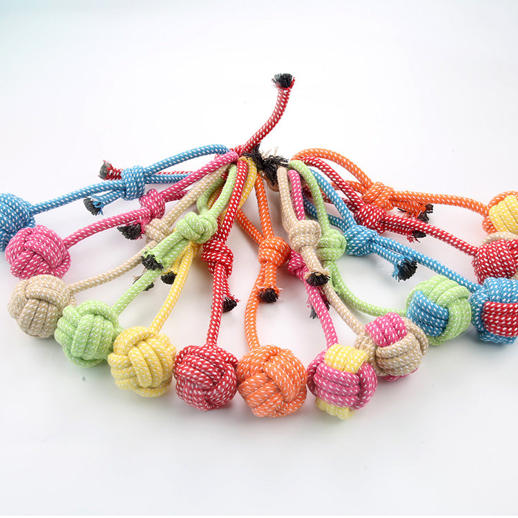 Cotton Rope Dog Chew Toy Tug Pull Grinding Teeth Cleaner Toy
