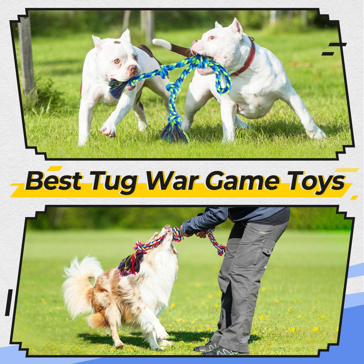 Heavy Duty Dog Rope Toy Tug of War Chew Resistant Durable