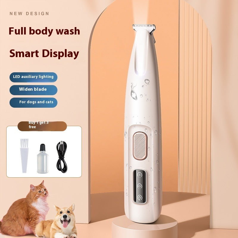 LED Waterproof Dog Paw Trimmer Pet Grooming Clipper Widen Blade