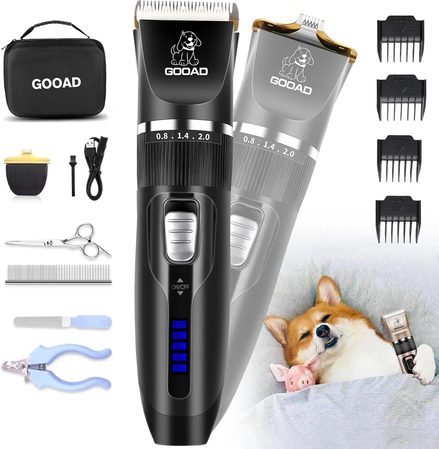 Cordless Pet Grooming Clippers Kit Quiet Rechargeable Dog Cat Trimmer