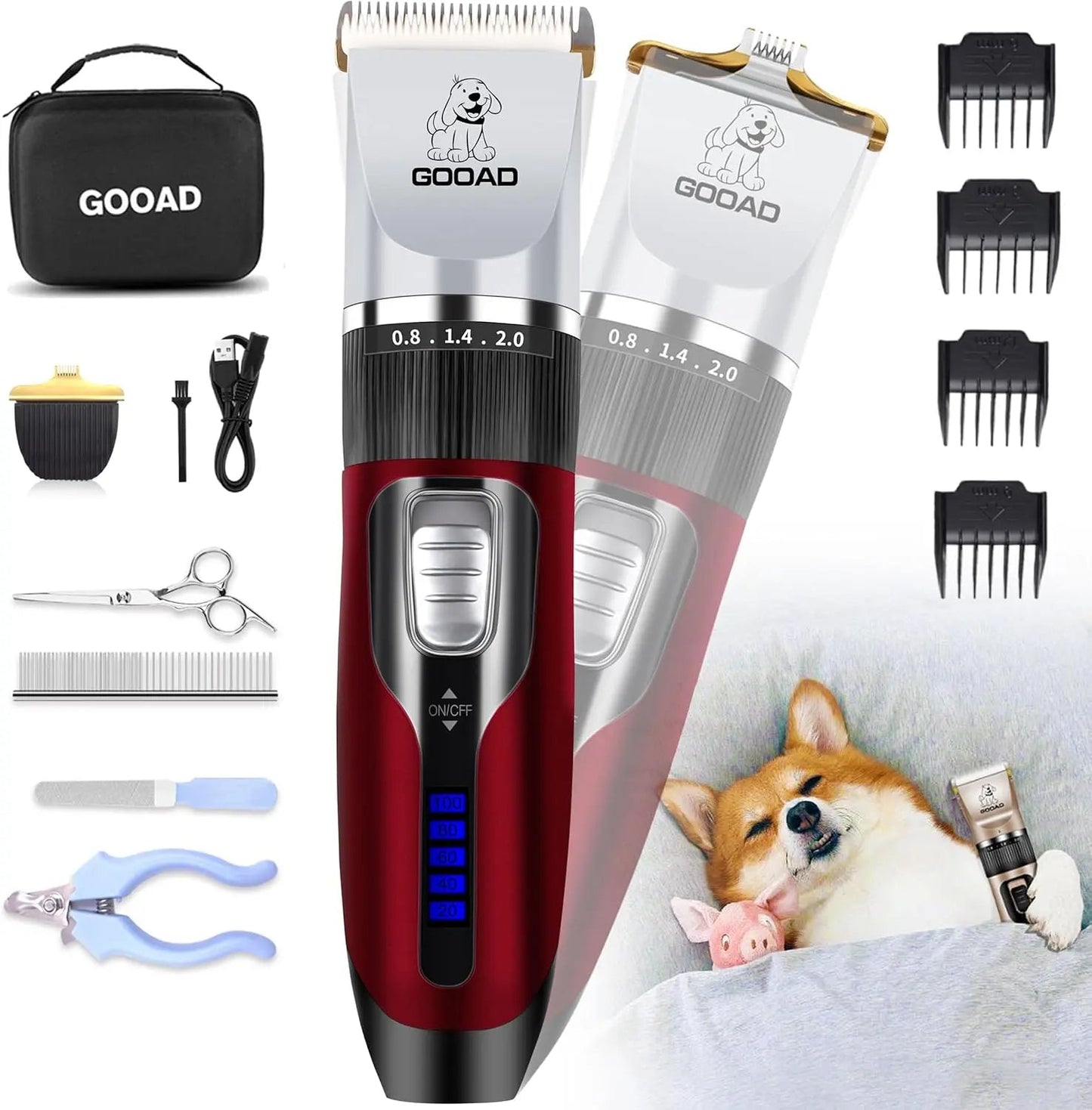 Cordless Pet Grooming Clippers Kit Quiet Rechargeable Dog Cat Trimmer