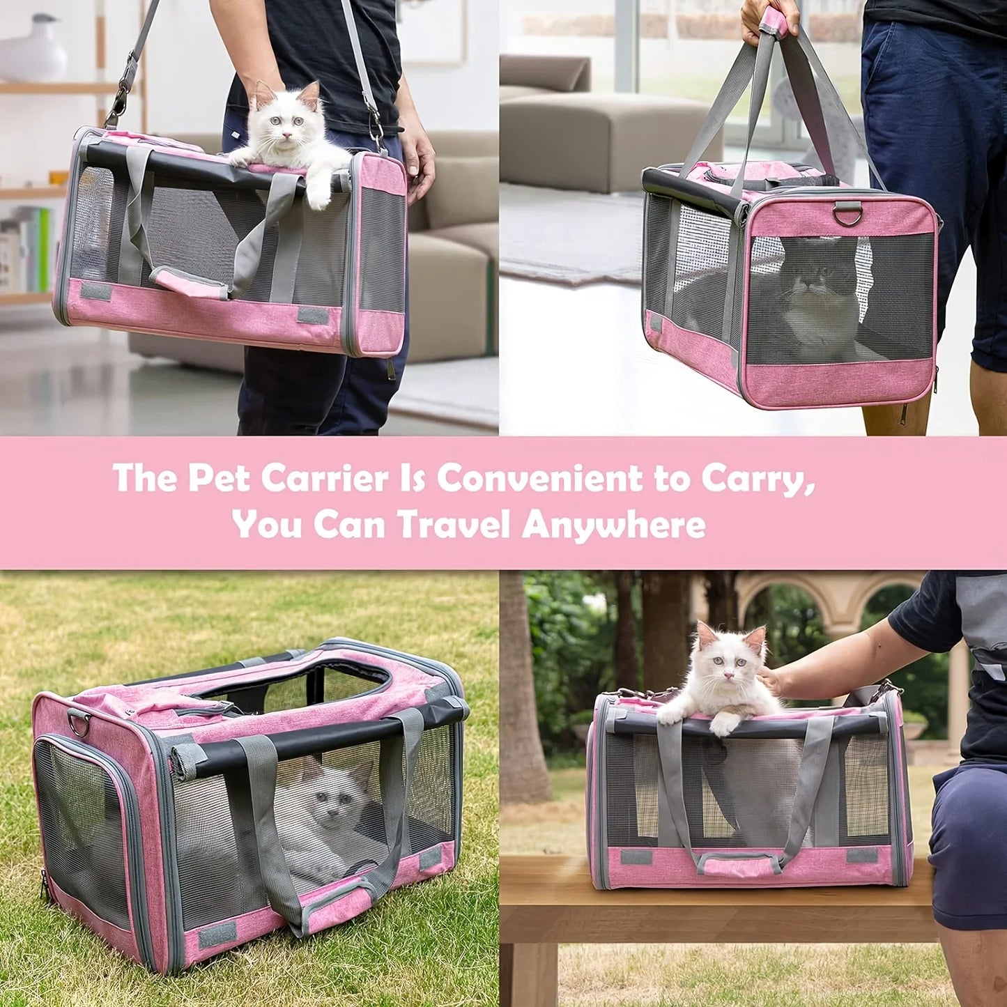 Soft Sided Pet Carrier for Large Medium Cats and Puppies Travel Bag