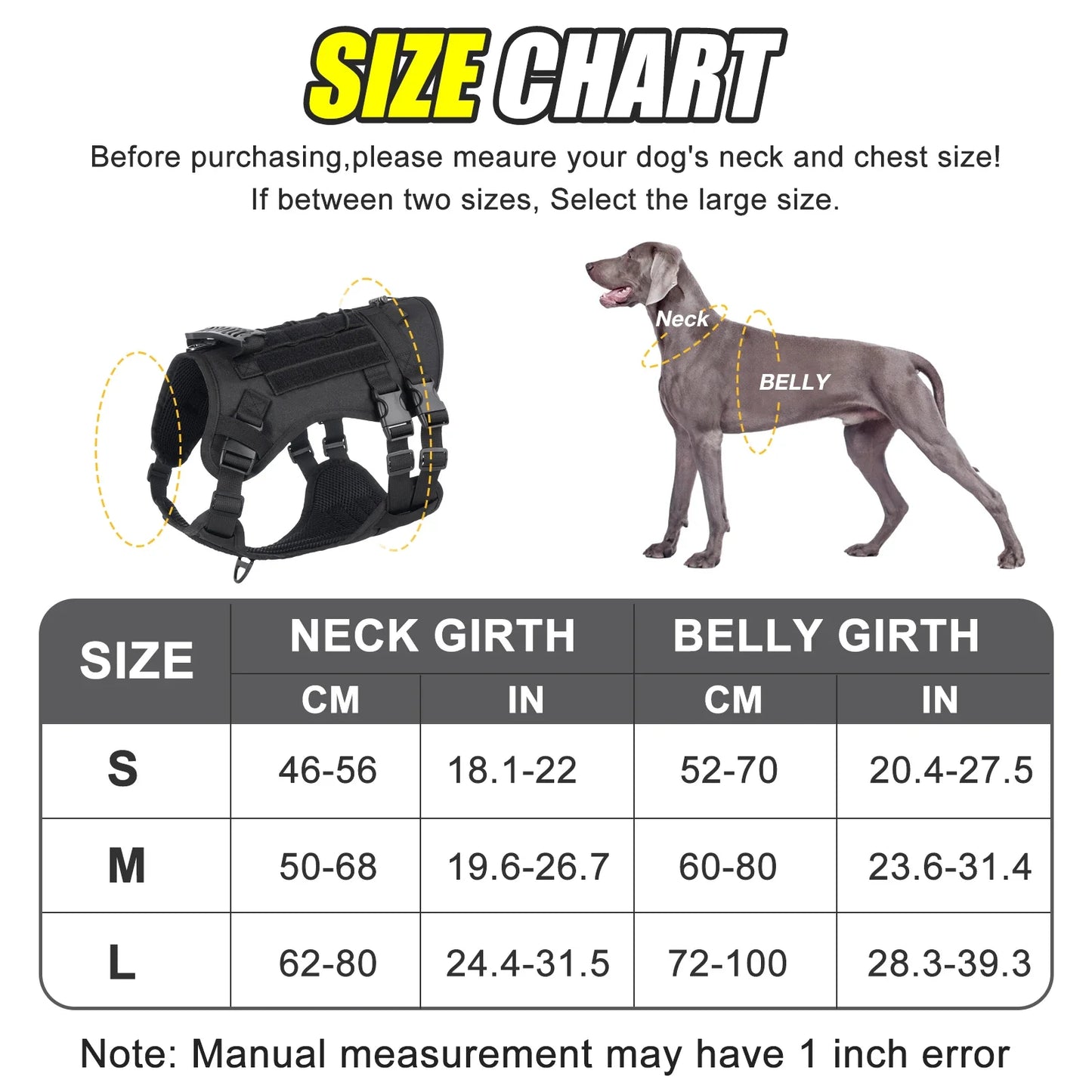 Tactical Dog Harness Chest Strap Anti Slip Heavy Duty Pet Vest