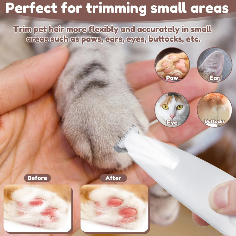 LED Waterproof Dog Paw Trimmer Pet Grooming Clipper Widen Blade
