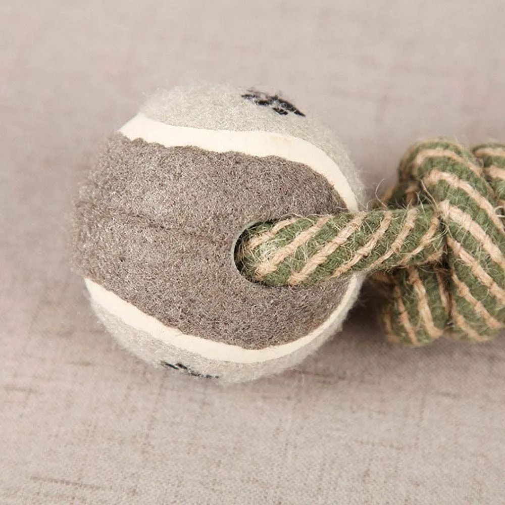 Dog Chew Toy Cotton Rope Tennis Dumbbell Rubber Ball Interactive Toy