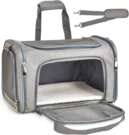 Soft Sided Dog Carrier Collapsible Travel Bag for Small Pets Grey