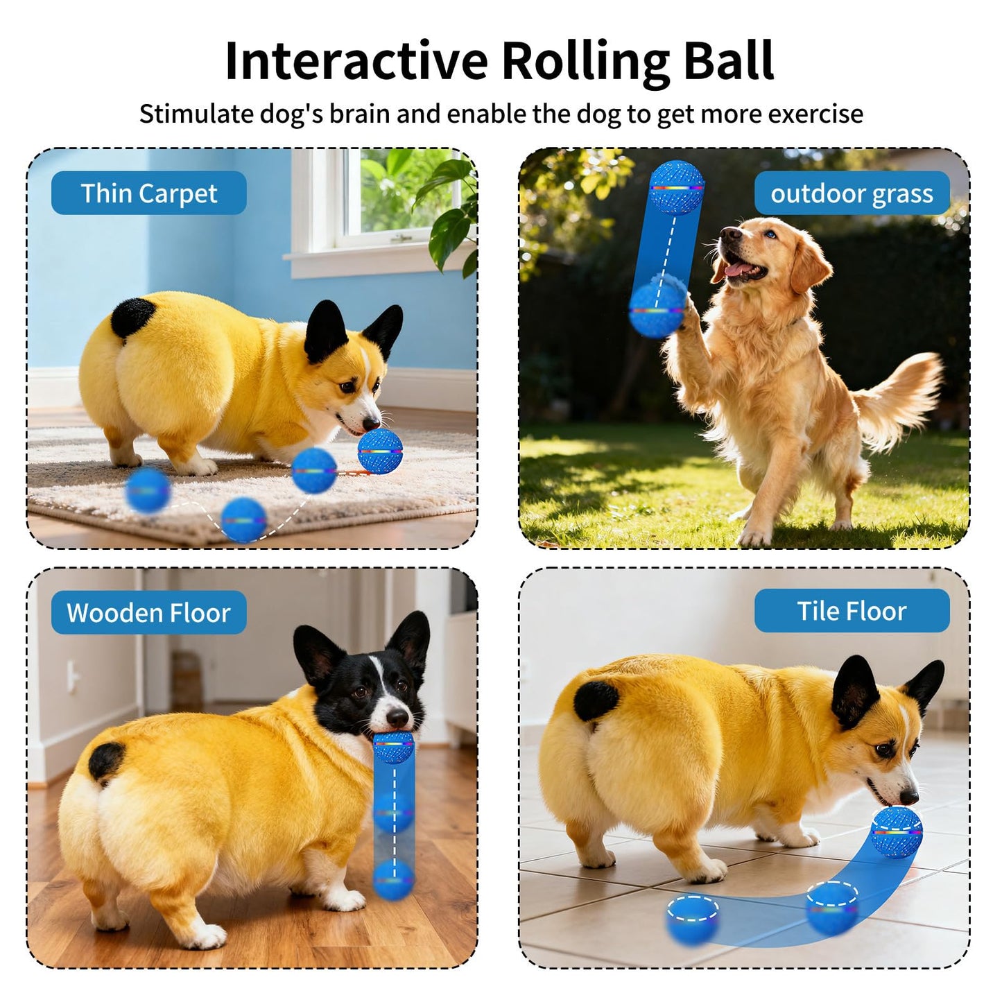 Smart Interactive Dog Ball Moving Bouncing LED Light Pet Toy