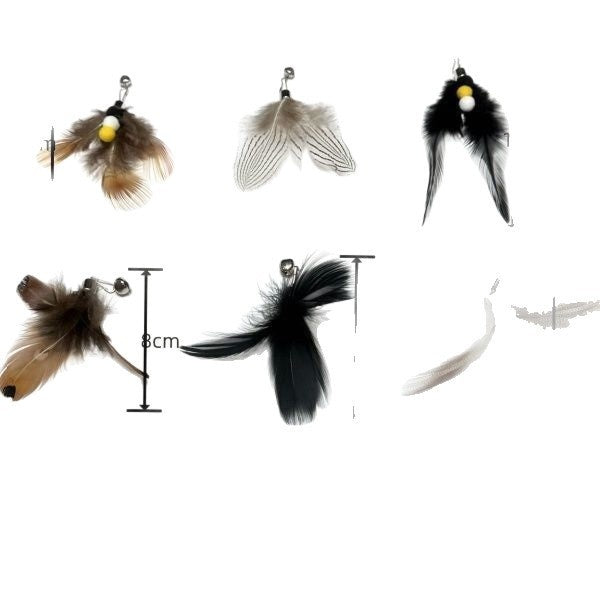 Feather Bell Cat Toy Replacement Head Interactive Hunting Play Teaser