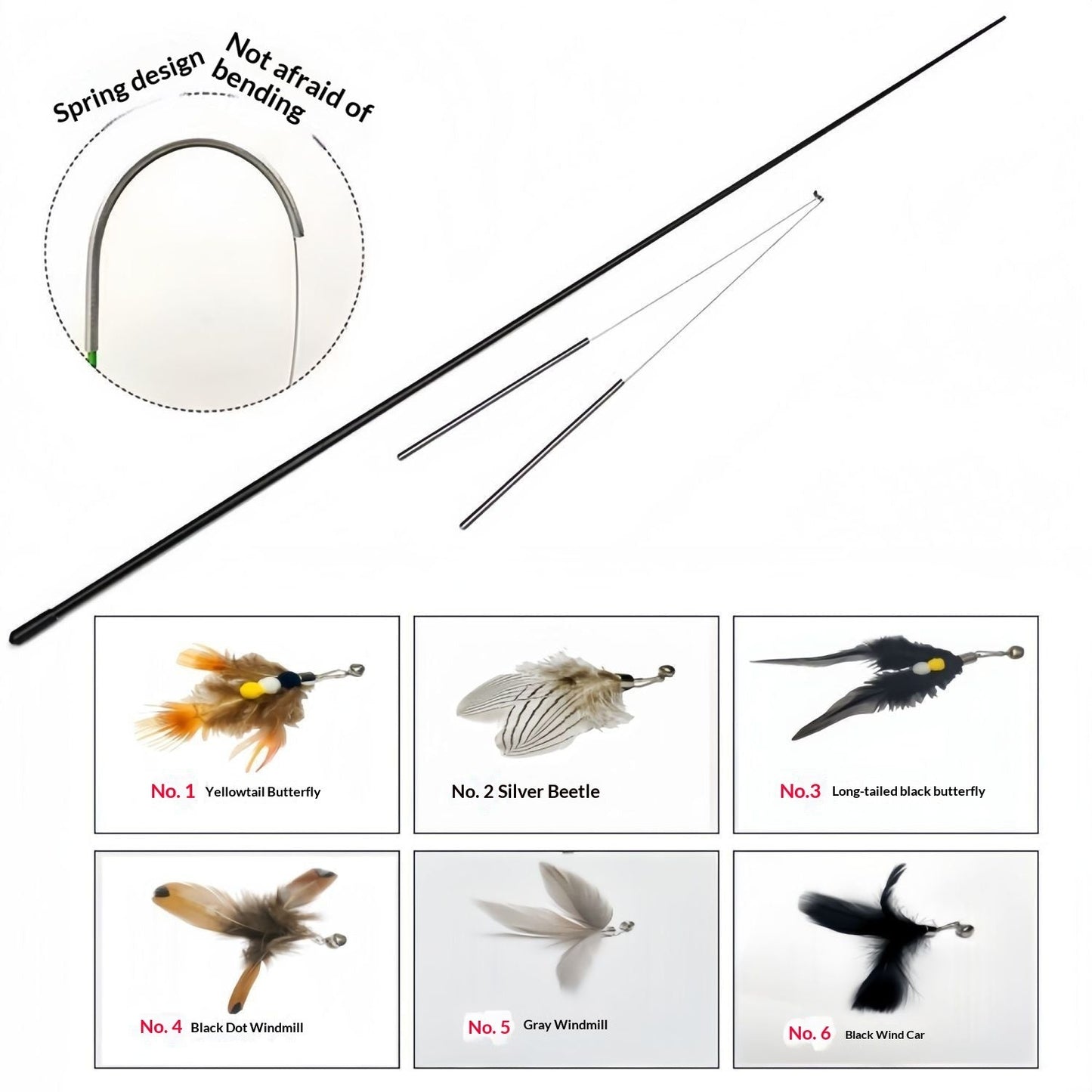 Feather Bell Cat Toy Replacement Head Interactive Hunting Play Teaser