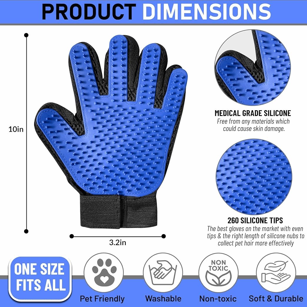 Silicone Pet Grooming Gloves Deshedding Massage Brush for Dogs Cats