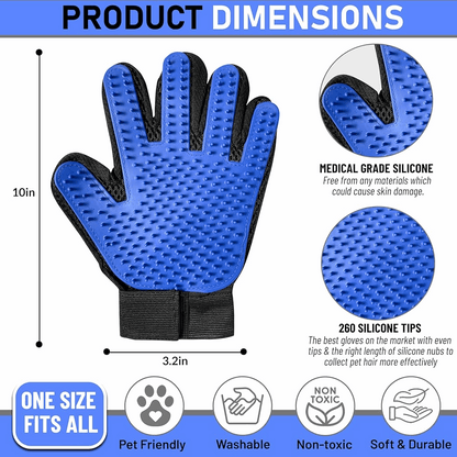 Silicone Pet Grooming Gloves Deshedding Massage Brush for Dogs Cats
