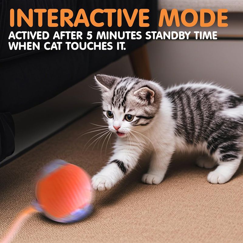 Automatic Rolling Cat Ball Rechargeable Smart Interactive Kitten Toy Sensor