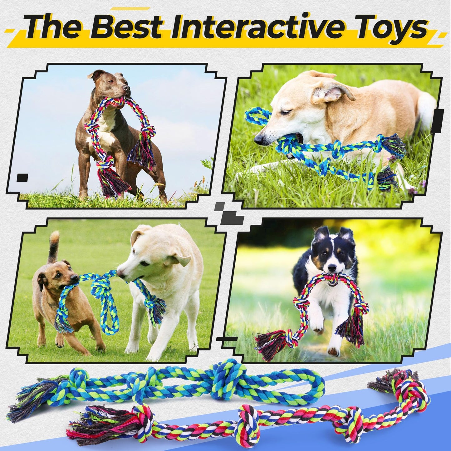 Heavy Duty Dog Rope Toy Tug of War Chew Resistant Durable