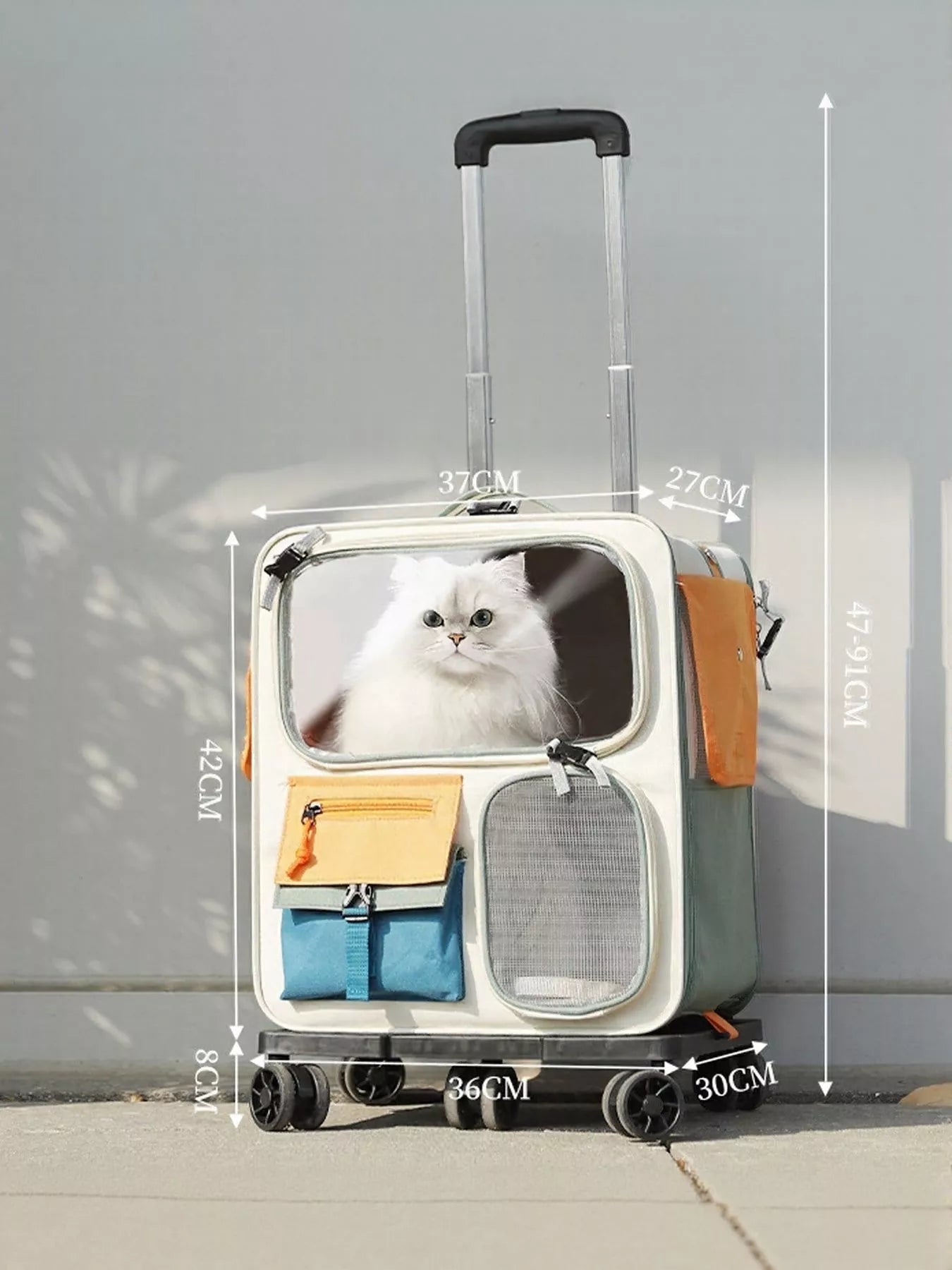 Rolling Pet Carrier Telescopic Handle Portable Travel Dog Cat Bag