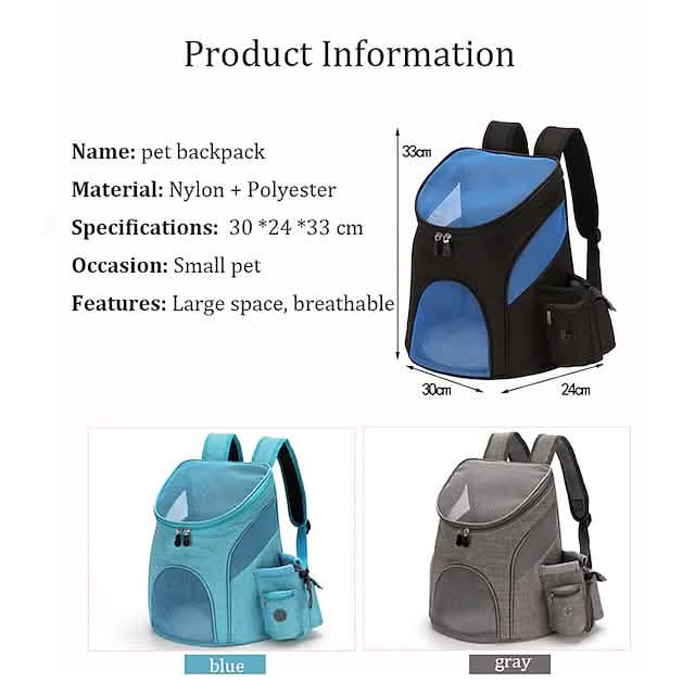 Dog Cat Pet Carrier Backpack Travel Portable Breathable Outdoor Bag