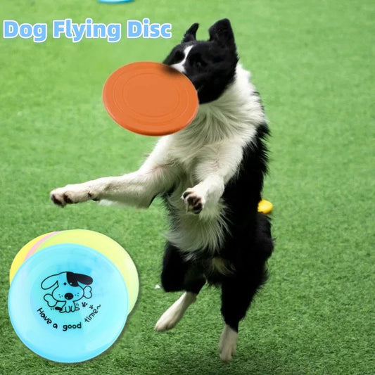 Silicone Flying Saucer Dog Toy Chew Resistant Interactive Pet Disc
