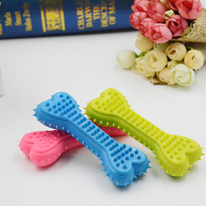 Dog Chew Toy Bone Dental Cleaning Soft Rubber Pet Toy