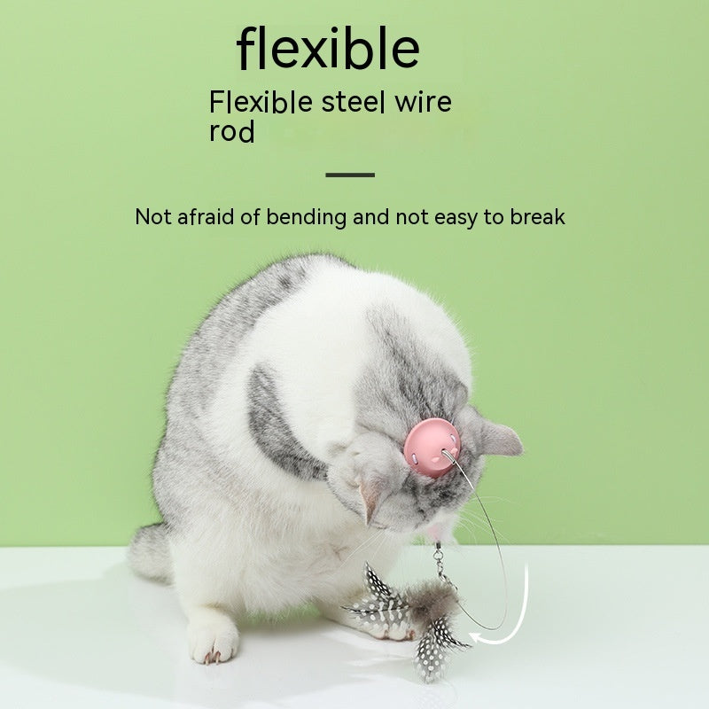 Head-Mounted Cat Teaser Interactive Pet Toy Feather Wand Fun