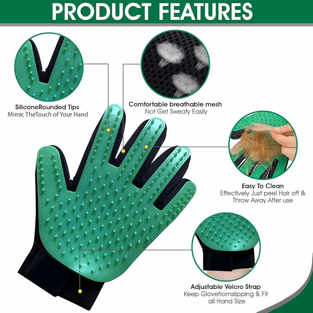 Silicone Pet Grooming Gloves Deshedding Massage Brush for Dogs Cats