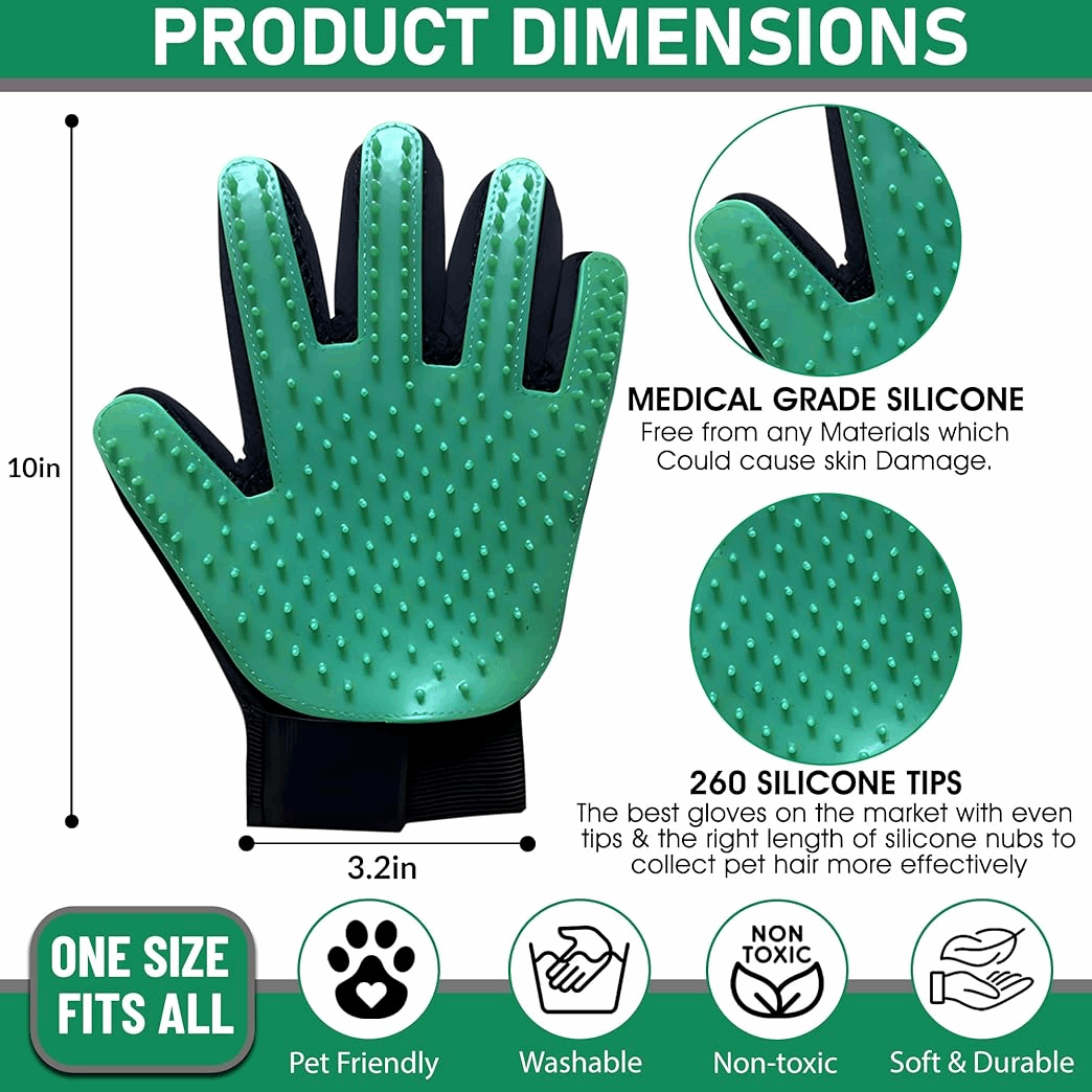 Silicone Pet Grooming Gloves Deshedding Massage Brush for Dogs Cats