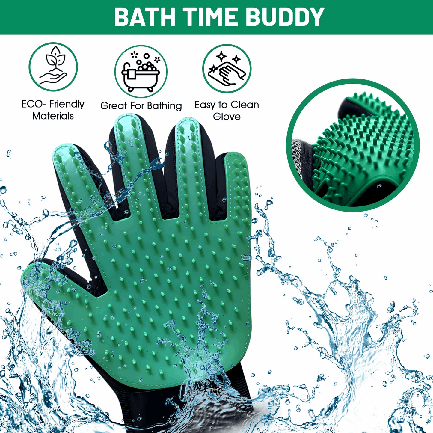 Silicone Pet Grooming Gloves Deshedding Massage Brush for Dogs Cats