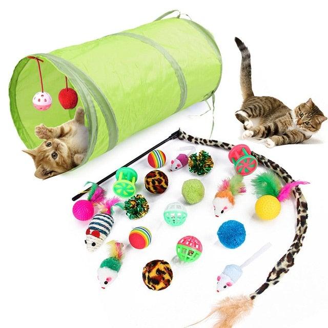 Cat Toy Set Mouse Tunnel Feather Interactive Play Pet Bundle