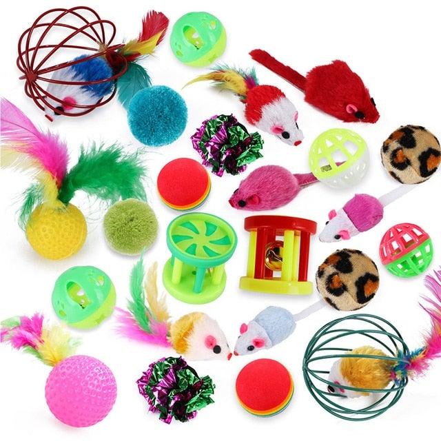 Cat Toy Set Mouse Tunnel Feather Interactive Play Pet Bundle