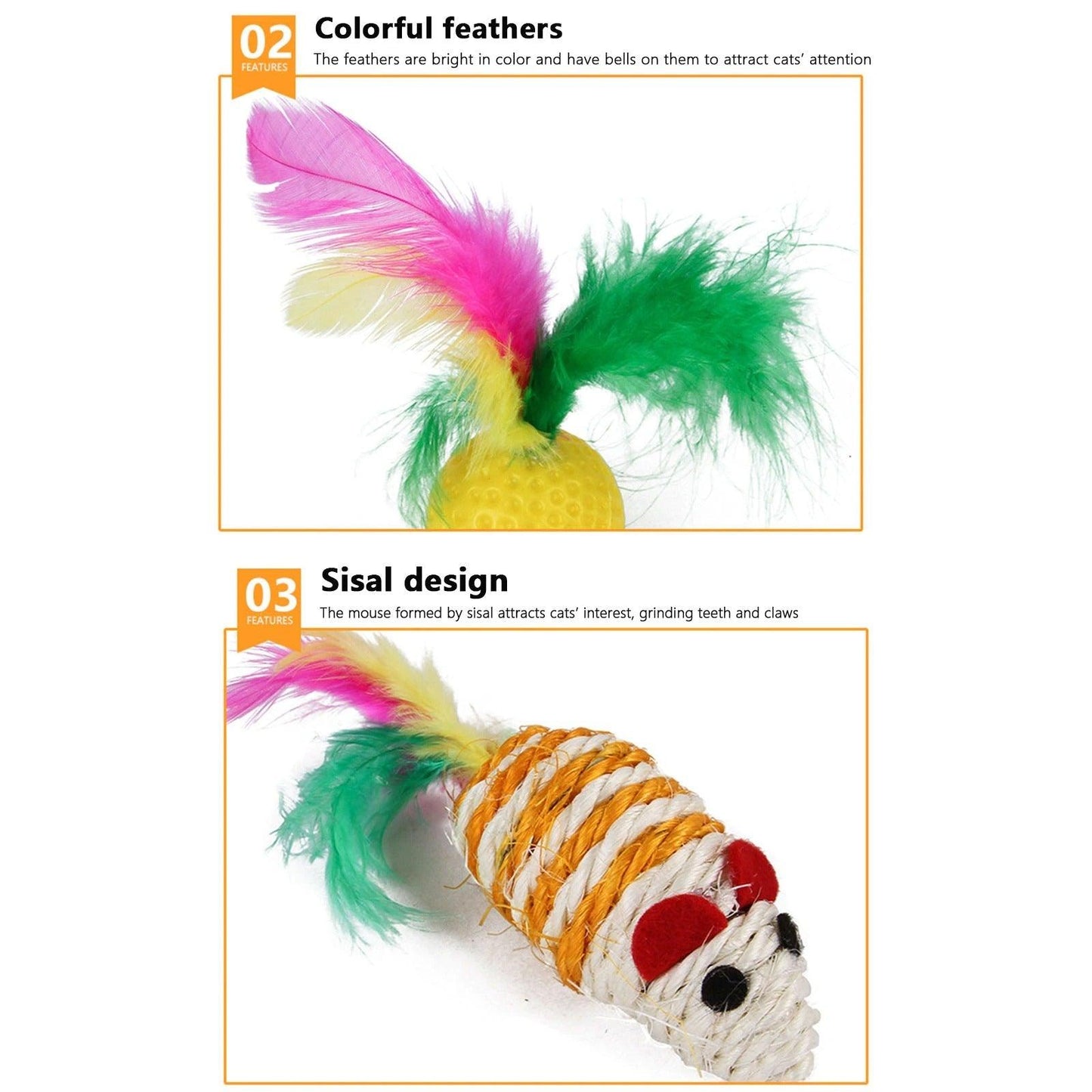 Cat Toy Set Mouse Tunnel Feather Interactive Play Pet Bundle