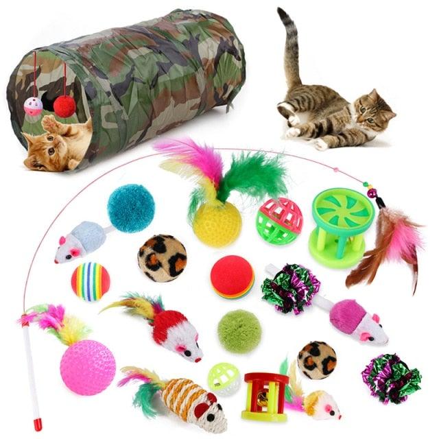 Cat Toy Set Mouse Tunnel Feather Interactive Play Pet Bundle