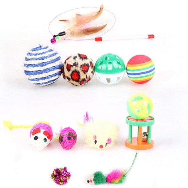 Cat Toy Set Mouse Tunnel Feather Interactive Play Pet Bundle