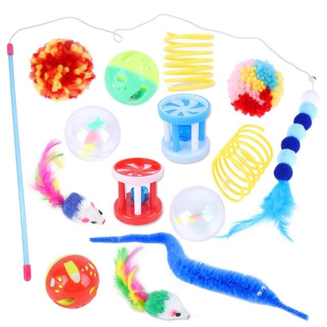 Cat Toy Set Mouse Tunnel Feather Interactive Play Pet Bundle